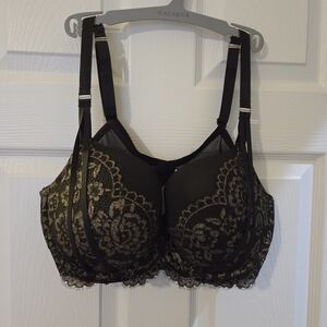 Cacique Black and Gold Lace Bra